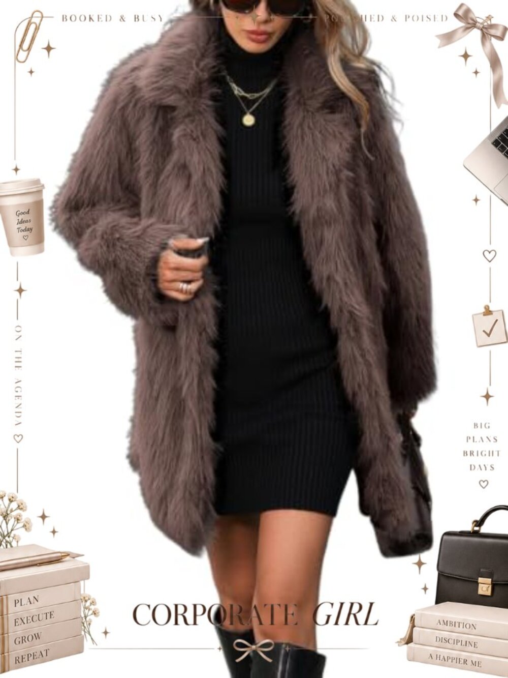 Faux Fur Long Coat Button Down Fleece Jacket